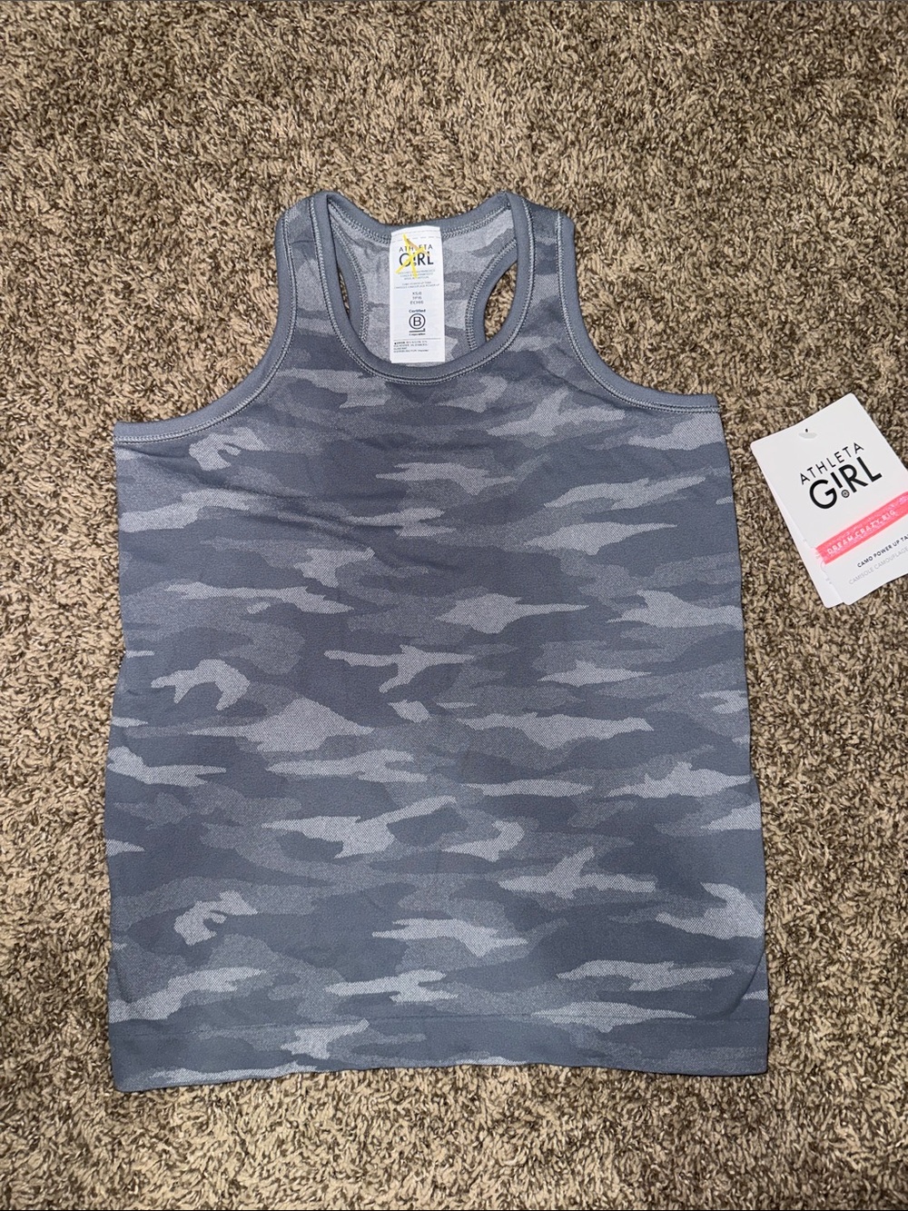 Athleta Girl Gray Camo Racerback Tank sz xs